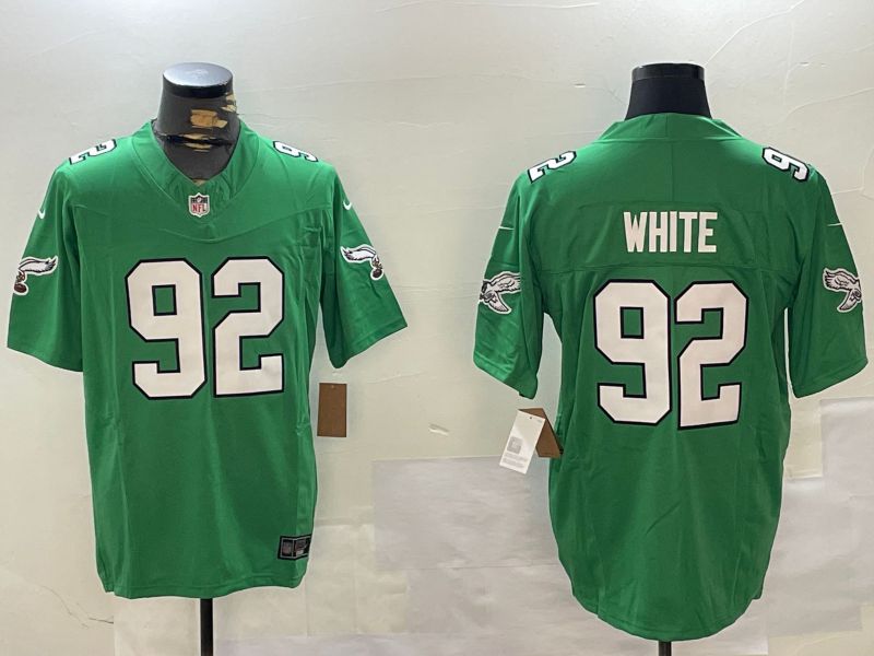 Men Philadelphia Eagles #92 White Green Throwback 2024 Nike Vapor Limited NFL Jersey style 1->philadelphia eagles->NFL Jersey